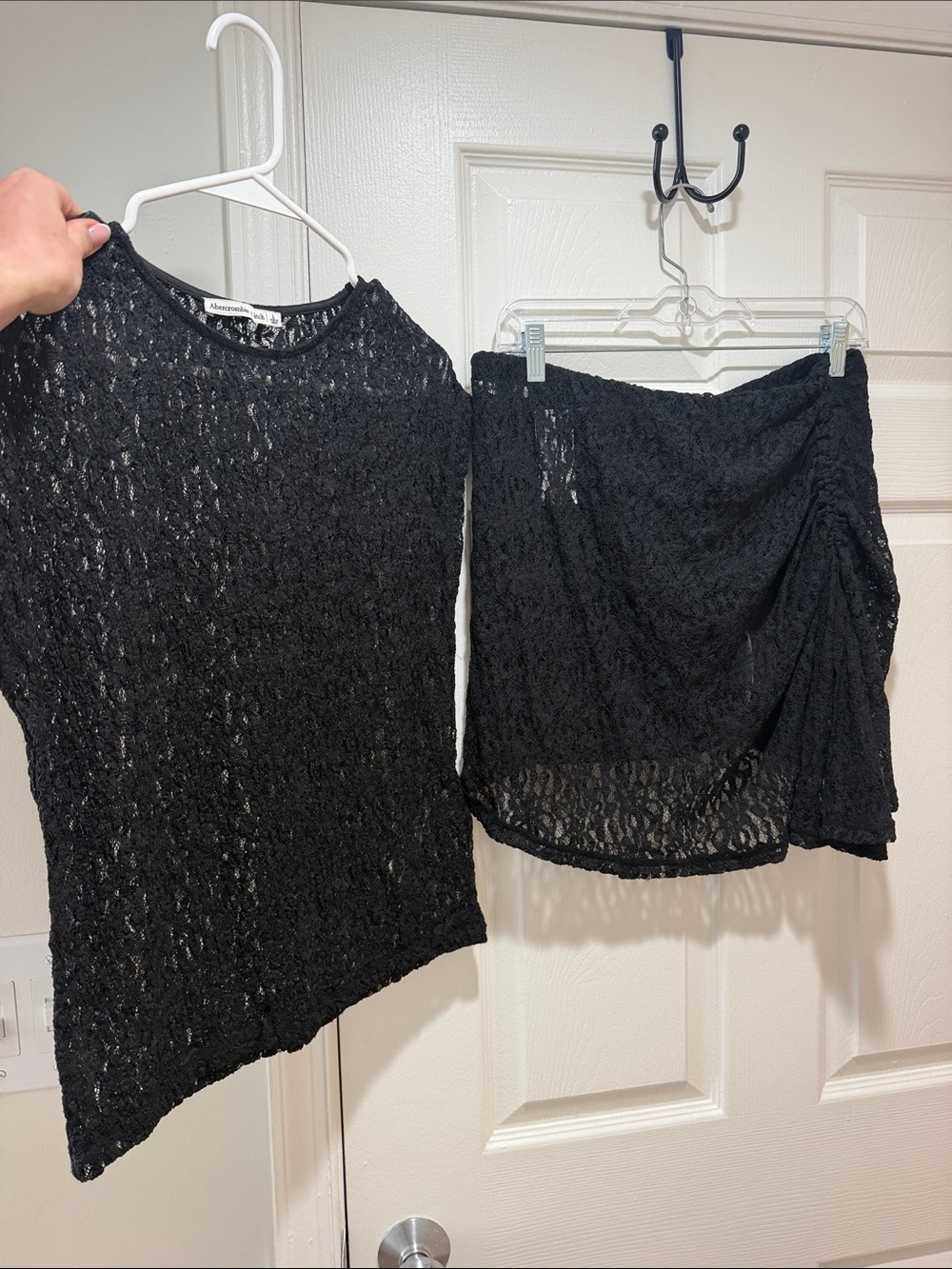 Abercrombie & Fitch Black Lace Top and Mini Skirt Set NWT Size L